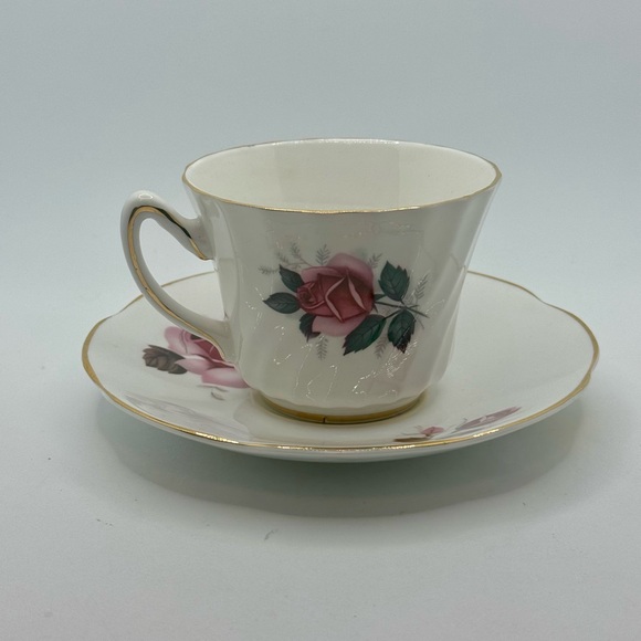 Vintage Royal Sutherland Teacup & Saucer Pink Rose Fine Bone China England - Picture 7 of 9